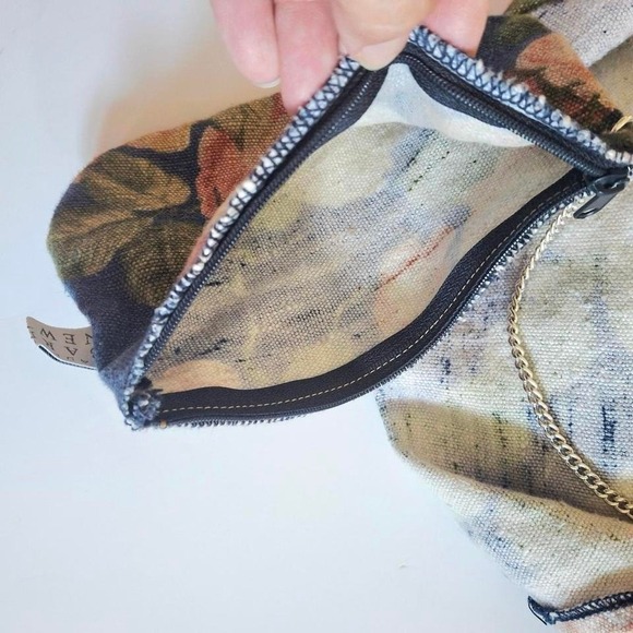 Barneys New York Floral Cotton linen bag attached coin purse Italy vtg lux boho - Picture 6 of 7